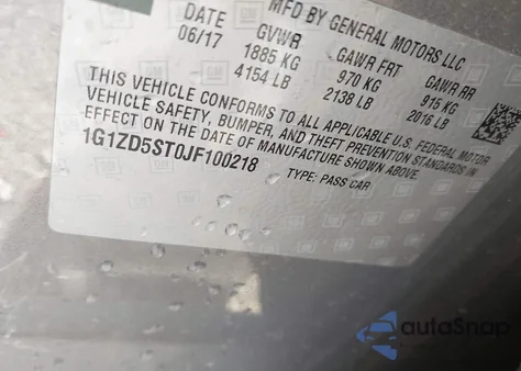 2018 Chevrolet Malibu Lt из США, поврежденный, VIN 1G1ZD5ST0JF100218